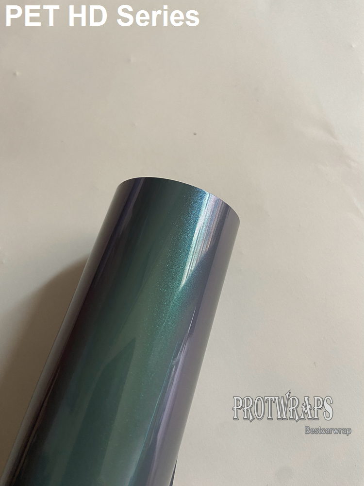 HD Indigo Blue Purple Chameleon Flip Gloss Vinyl Wrap Covering Film With Air Release Initial Low Tack Glue Self Adhesive Foil 1.52x18m 5X59ft With PET