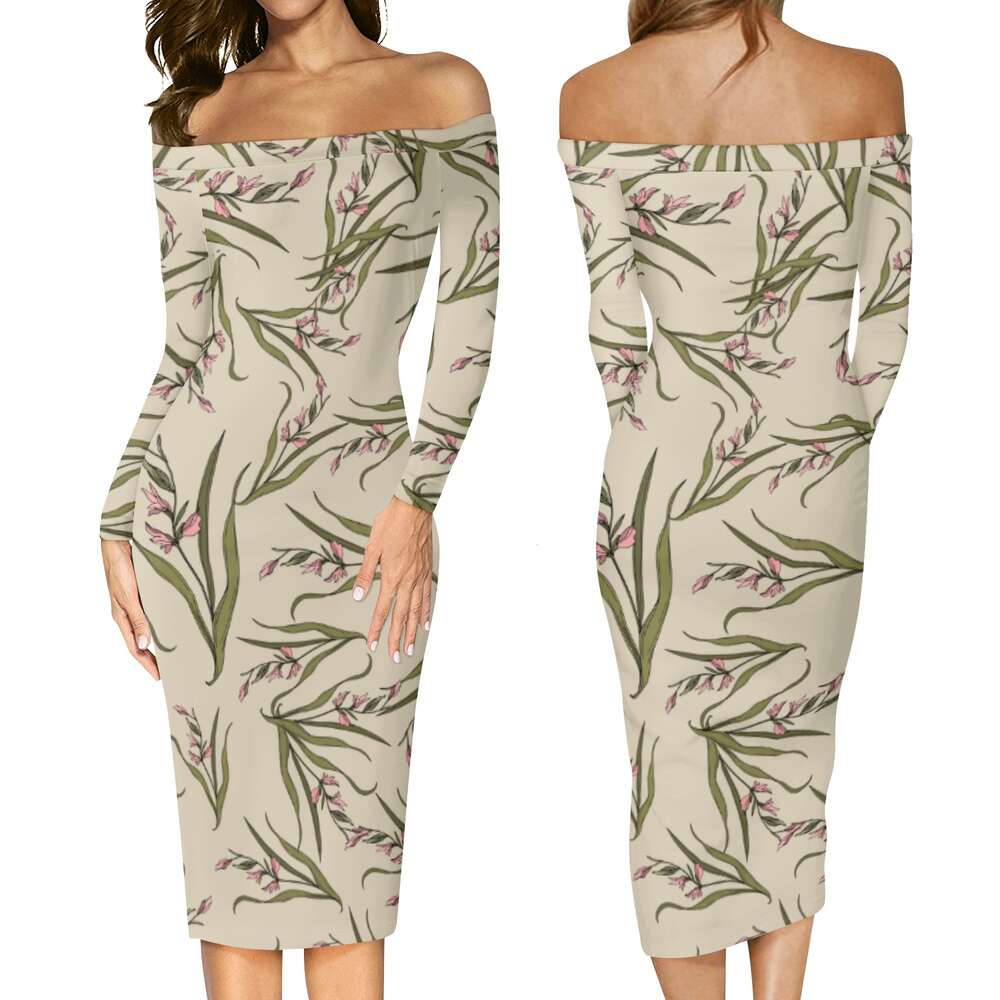 Women's Long Sleeve Off The Shoulder Lady Dress dongdumaoyi P1557951652