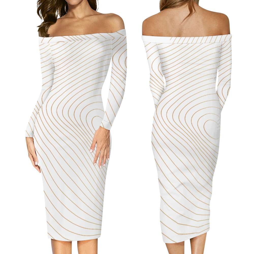 Women's Long Sleeve Off The Shoulder Lady Dress dongdumaoyi P1562251652