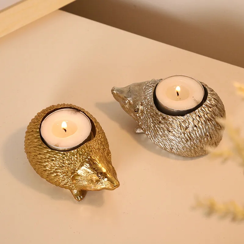 Resin Hedgehog Candle Holders Decoration Home Living Room Candlestick Ornaments H260310