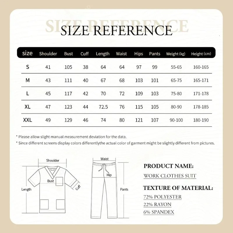 Slim Fit Scrubs Uniform Women Scrub Sets Nursing Accessories Hospital Surgery Gowns Dental Clinic Beauty Salon Workwear 240506