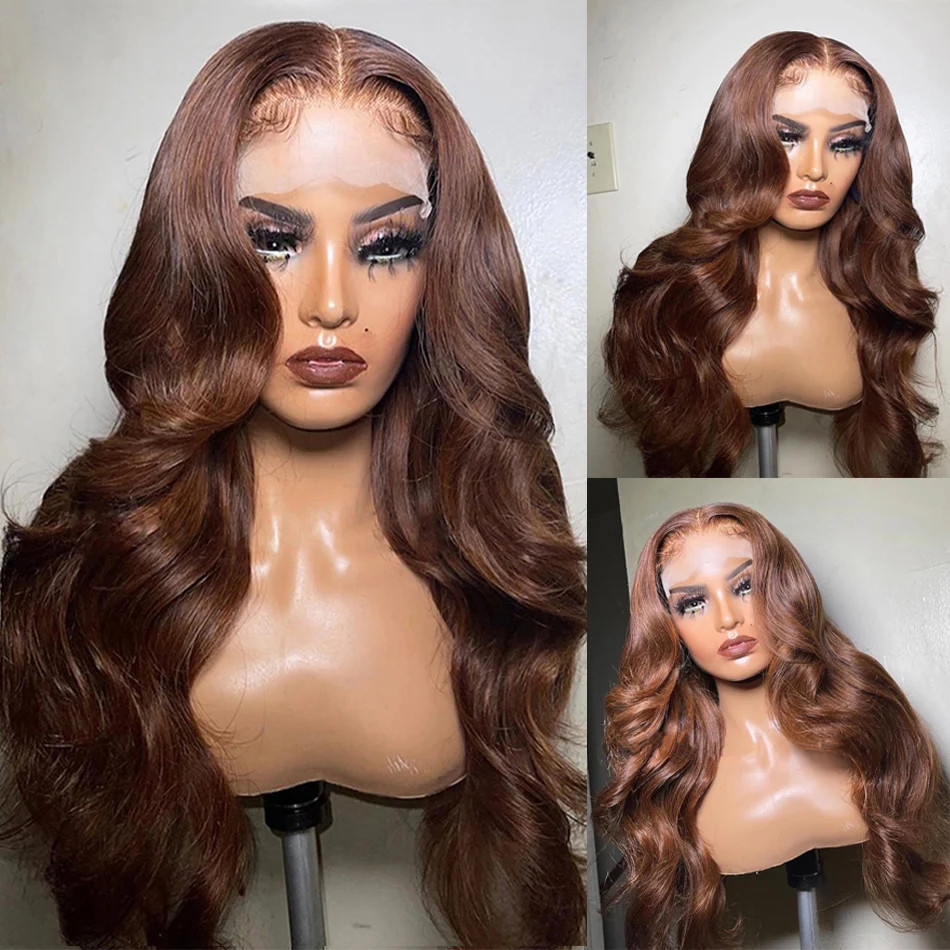 Chocolate Brown 13x4 Body Wave Lace Front Wig Glueless Brazilian Brown 13x6 Lace Frontal Wigs For Women Human Hair Preplucked
