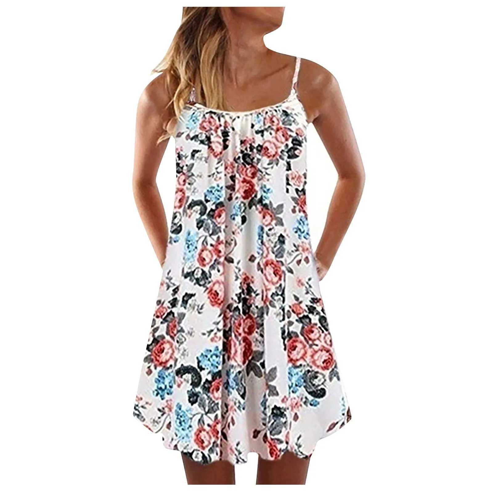 Basic Casual Dresses Womens Dress Fashion Summer Vest Slveless Bohemian Print Loose Tank Large Dress Casual Cocktail Dresses Y240515