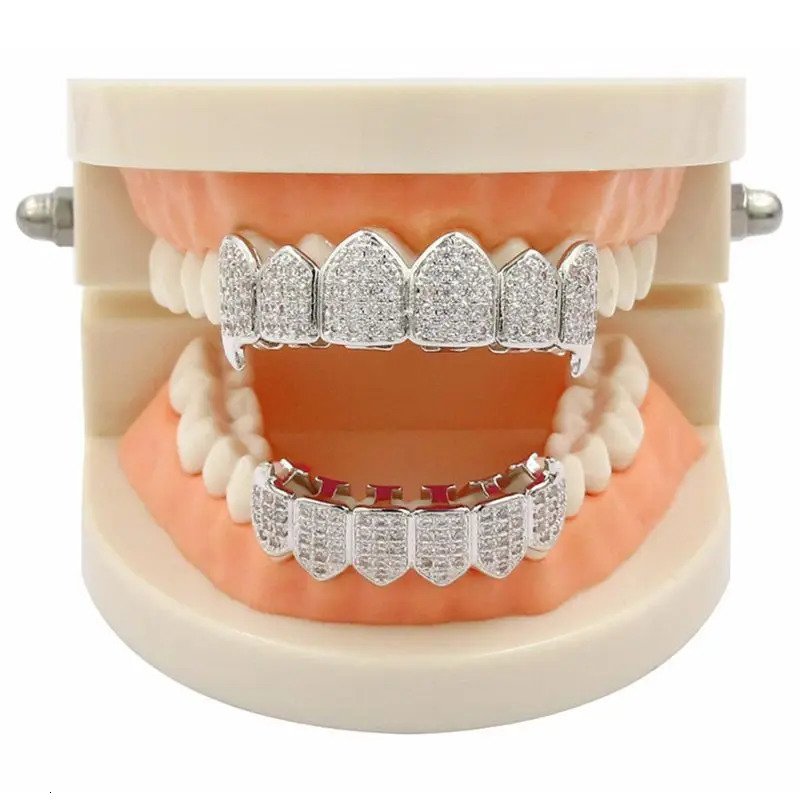 Silver Plated Top Bottom Mouth Teeth Grills High Quality Silver 240428