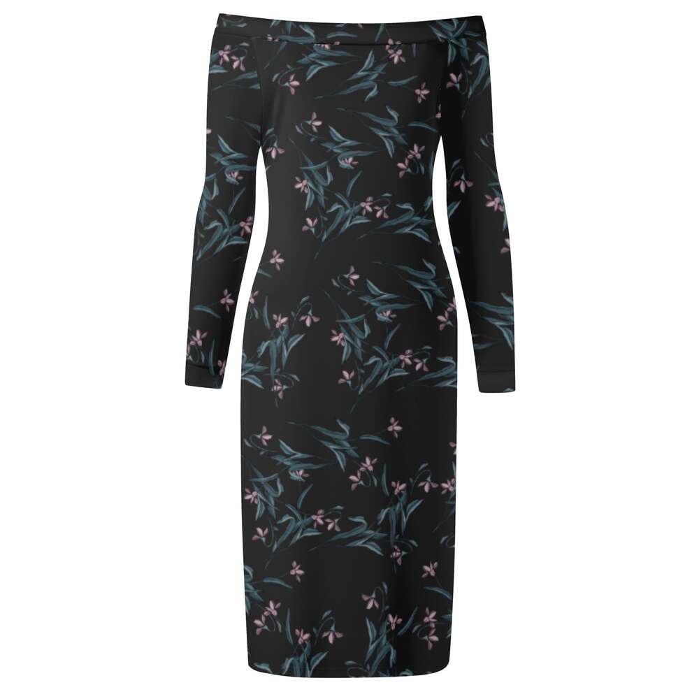 Women's Long Sleeve Off The Shoulder Lady Dress dongdumaoyi P1558951652