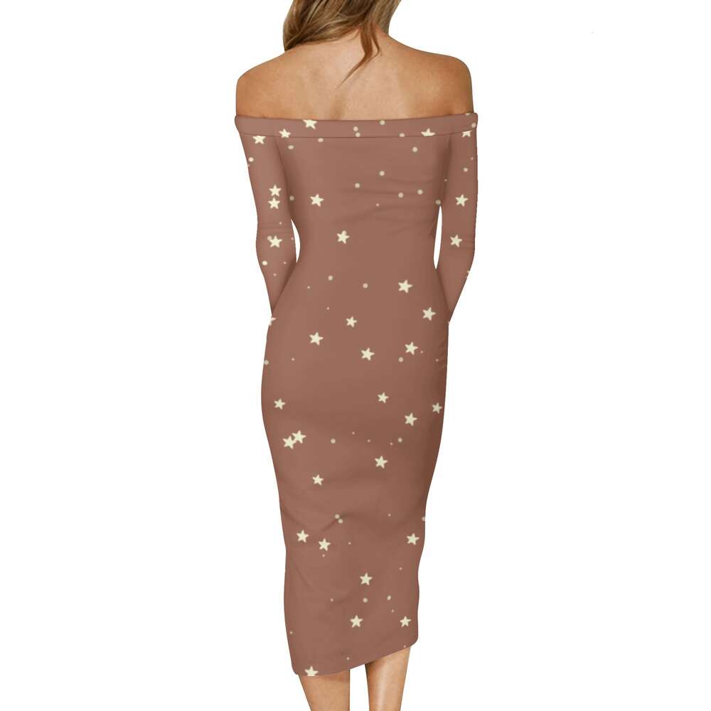 Women's Long Sleeve Off The Shoulder Lady Dress dongdumaoyi P1561351652