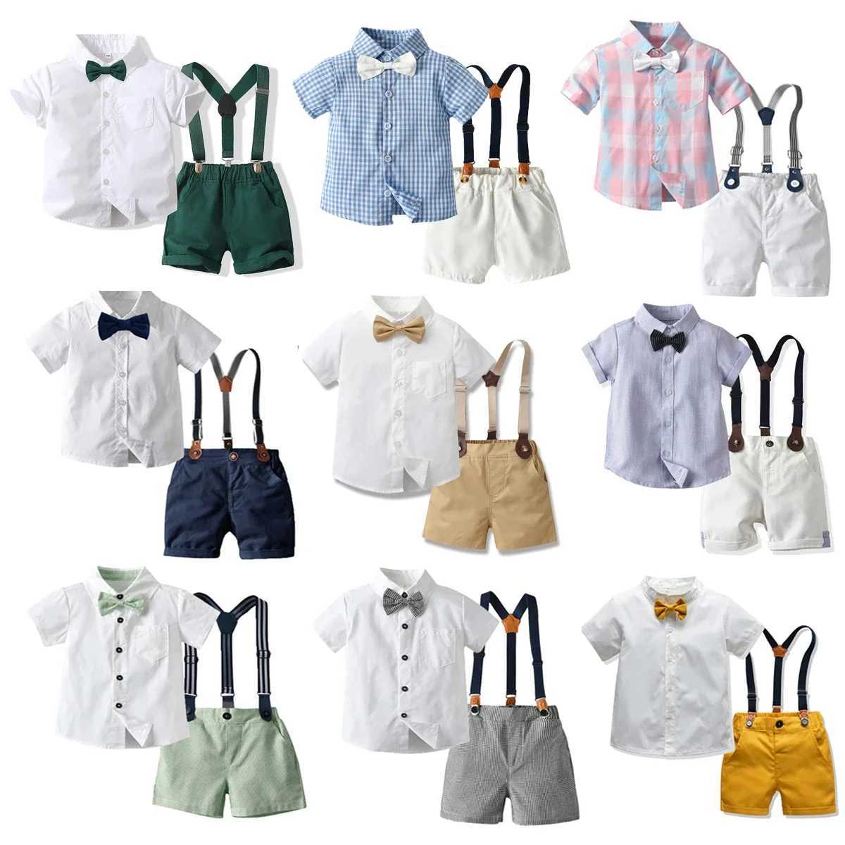 Clothing Sets Childrens formal birthday set childrens gentleman wedding white shirt 1-7 year old baby pants boys ceremonial clothing WX
