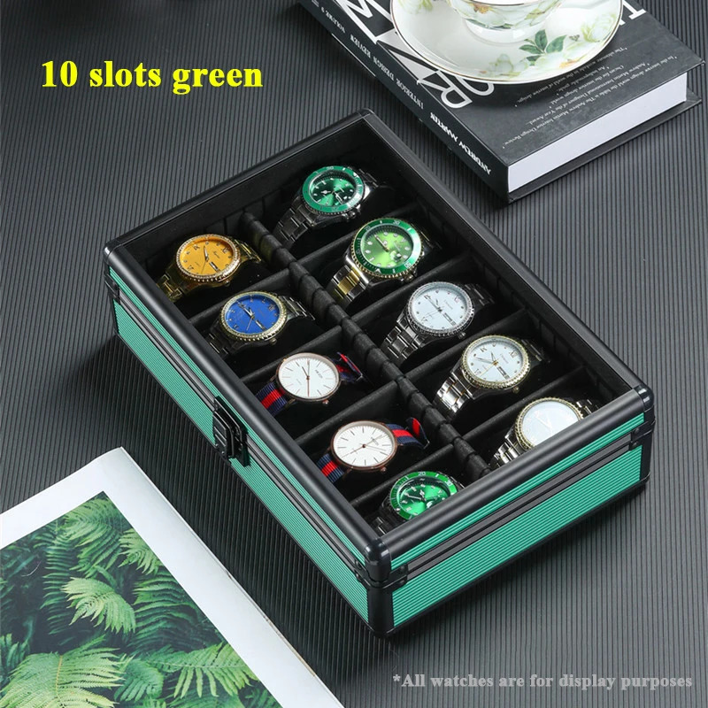 10 slot multi specification watch storage box aluminum alloy tote box internal baffle detachable display box 240426