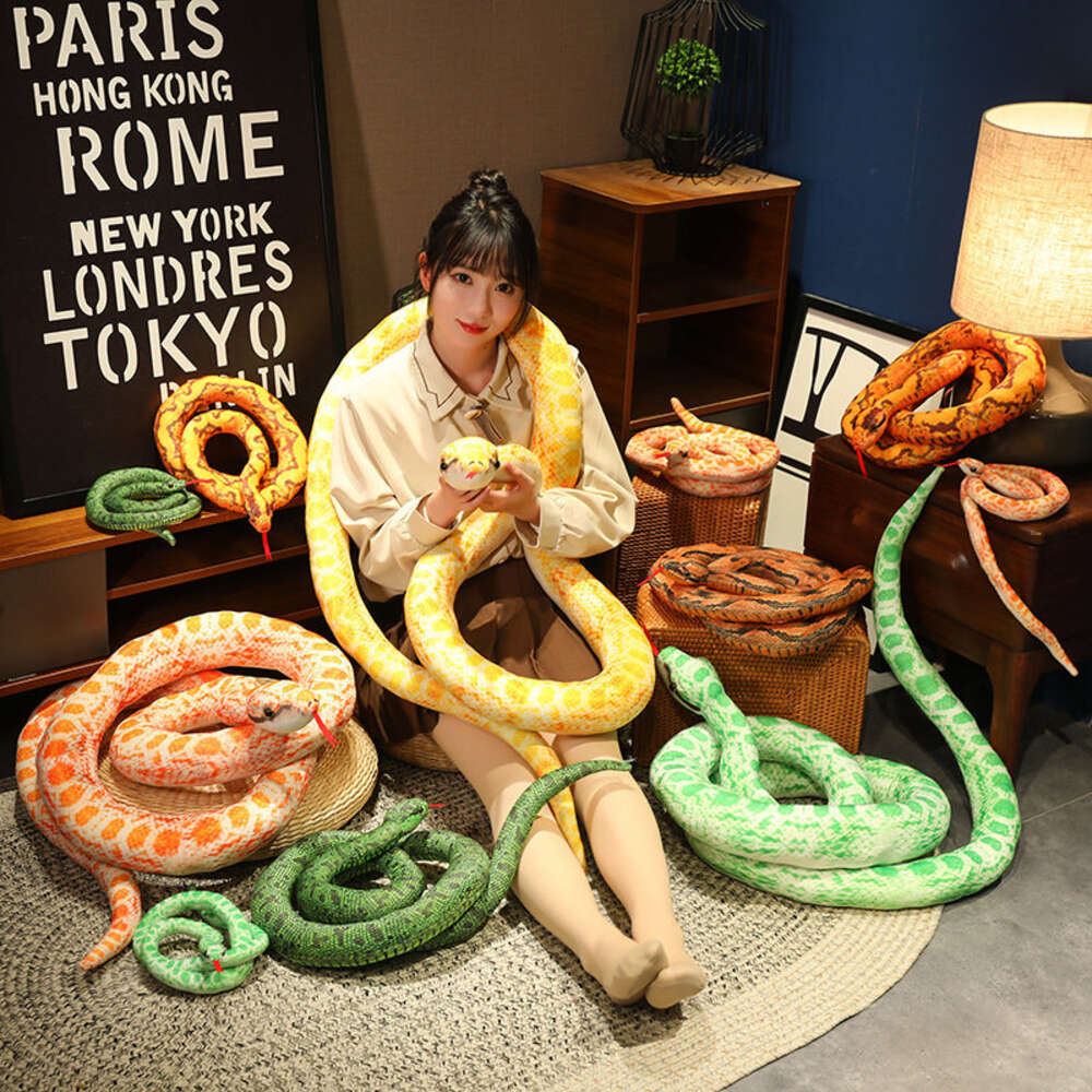 New Simulated Long Snakes Plush Toy Giant Lifelike Python Stuffed Snake Plushie Children Boys Funny Birthday Gift Home Decora