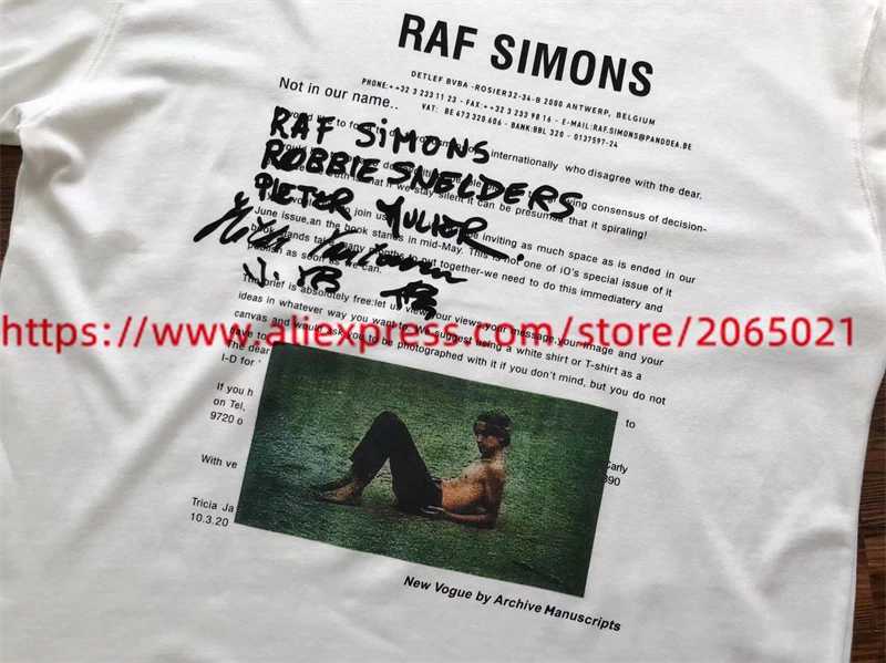 Men's T-Shirts 2024ss Raf Simons T Shirt Men Women 1 1 Best Quty Summer Style White Top T T-shirt T240515