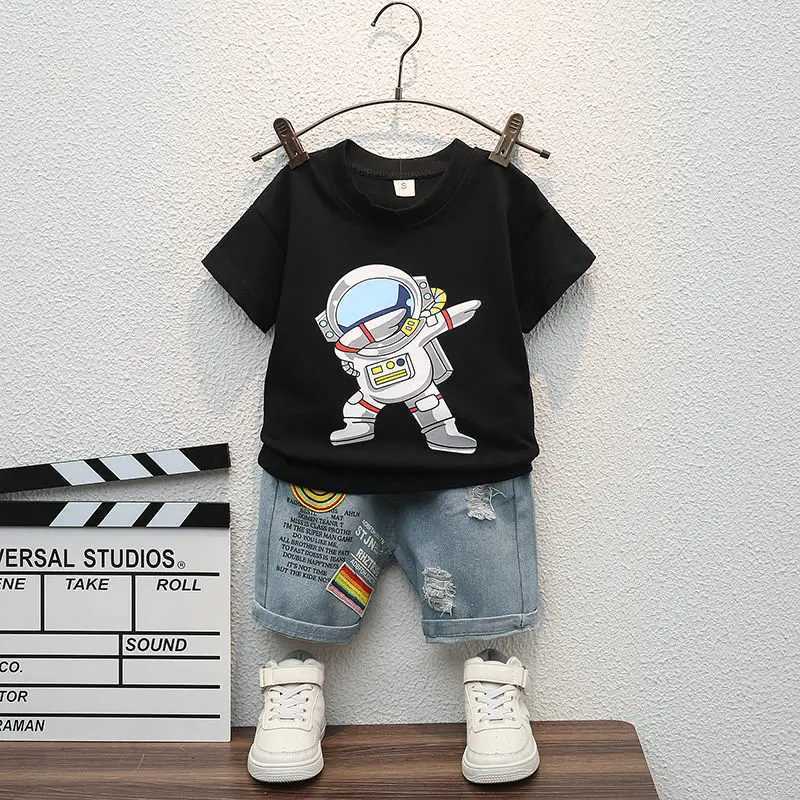 Clothing Sets Childrens summer casual clothing set baby boy/girl T-shirt and shorts 2 pieces/set childrens baby jacket childrens set 1 2 3 4 5 years W