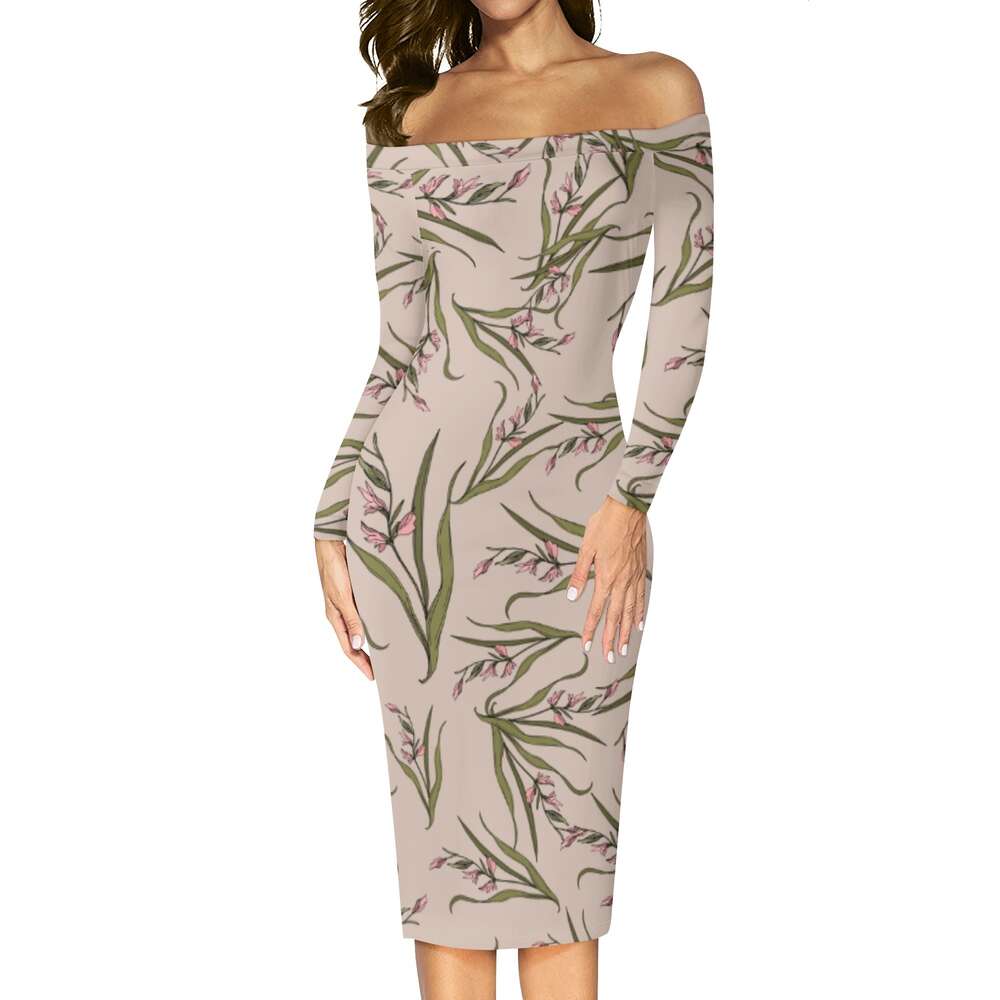 Women's Long Sleeve Off The Shoulder Lady Dress dongdumaoyi P1557751652