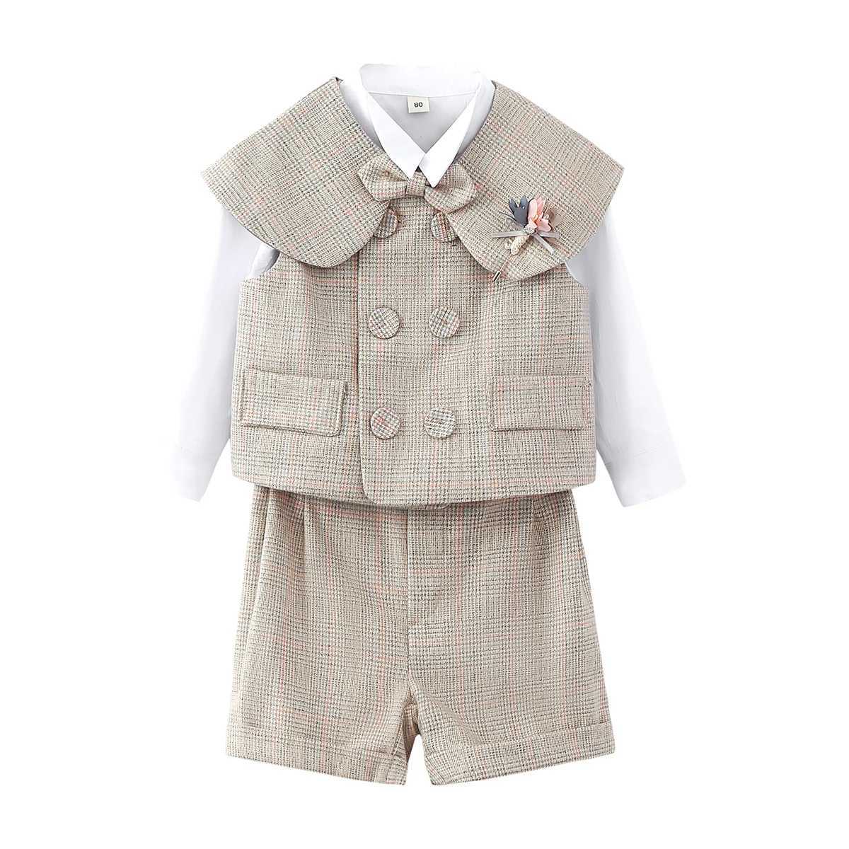 Clothing Sets Mens pure cotton mens clothing 2024 double chest vest short sleeved 6-piece set tailcoat mens formal wedding and birthday dress WX