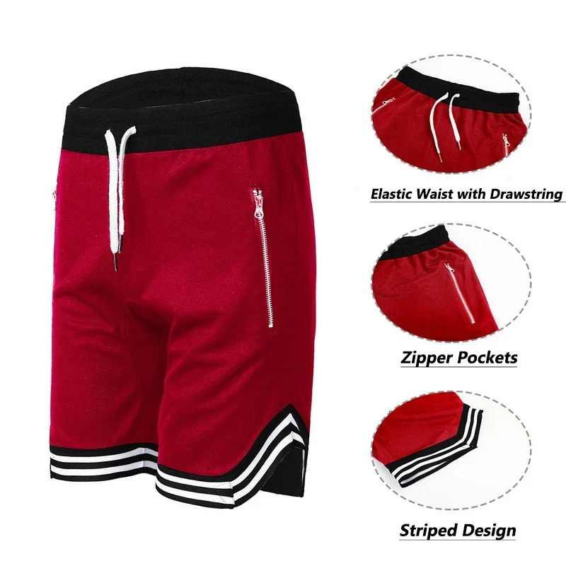 Mens Basketball Shorts Quick Dry Mesh Gym Fitness Male Sport Short Pants with Zipper Pockets Summer Multi-color S~5xl 240513