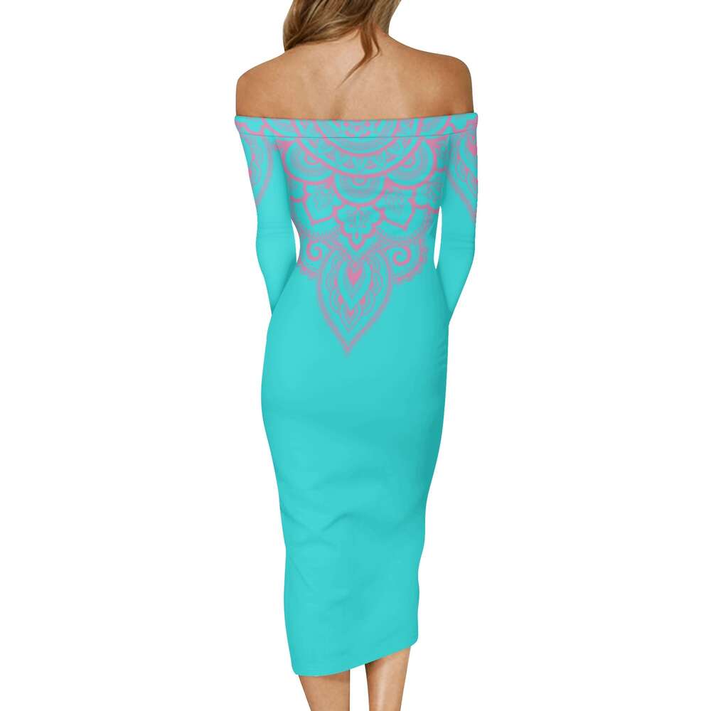 Women's Long Sleeve Off The Shoulder Lady Dress dongdumaoyi P1551451652
