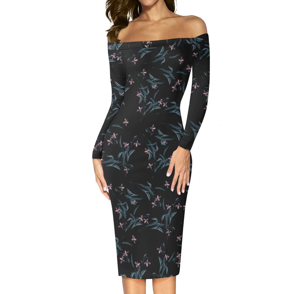 Women's Long Sleeve Off The Shoulder Lady Dress dongdumaoyi P1558951652