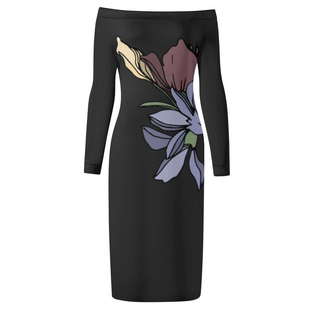 Women's Long Sleeve Off The Shoulder Lady Dress dongdumaoyi P1559851652