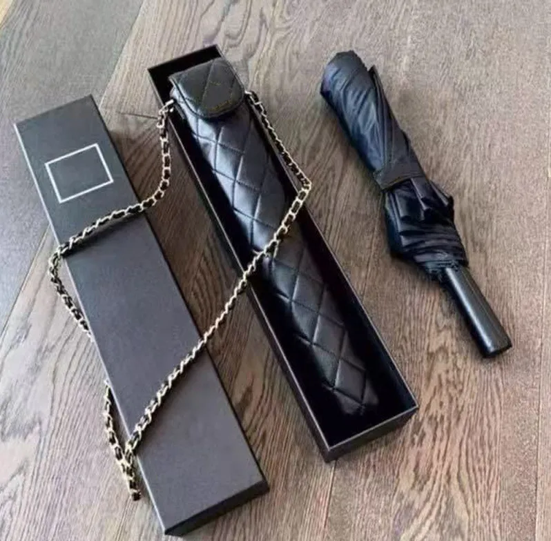 ReviemDesigner Letter Sun Protection Black Rubber Long Handle Umbrella Classic Fashion Raingear