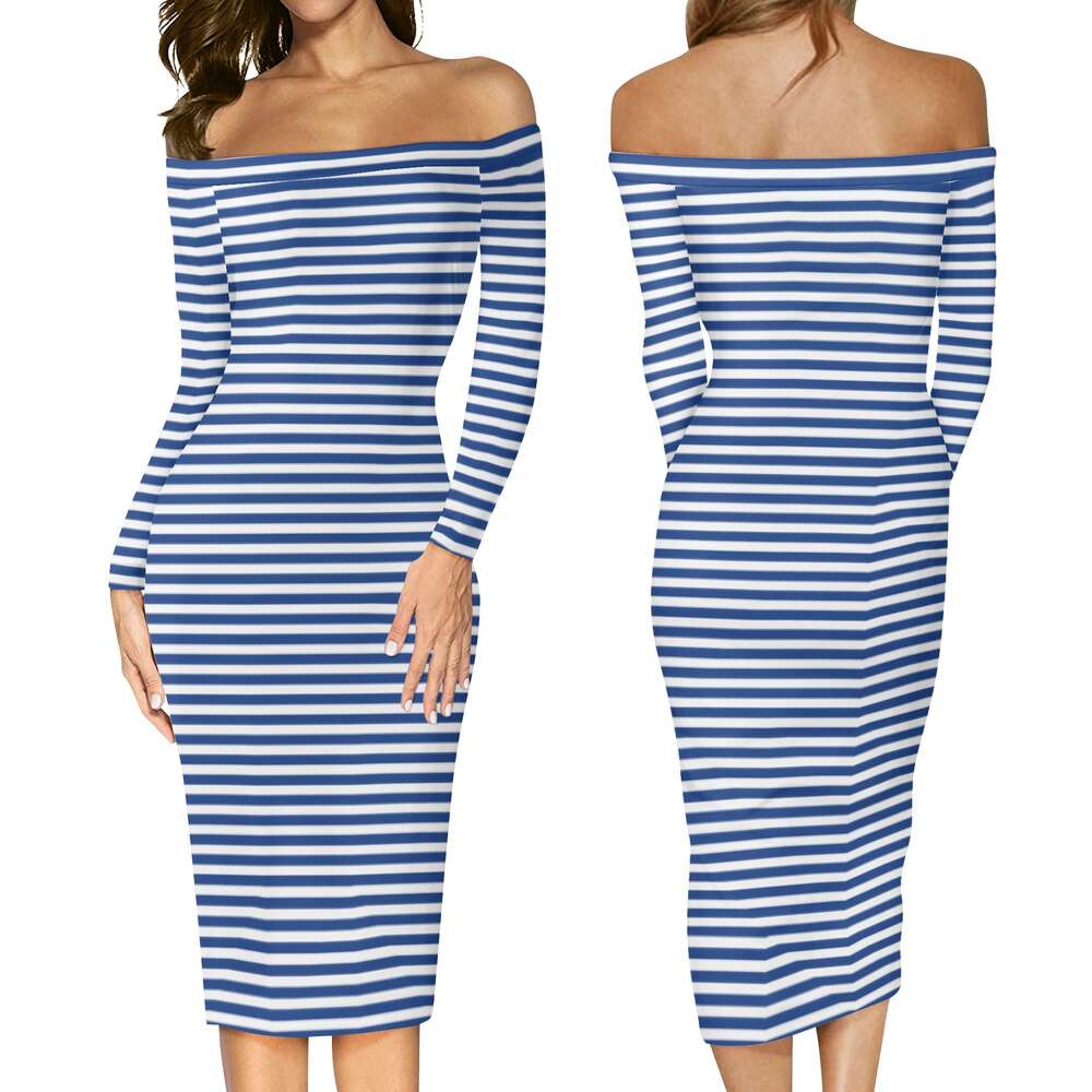 Women's Long Sleeve Off The Shoulder Lady Dress dongdumaoyi P1552851652