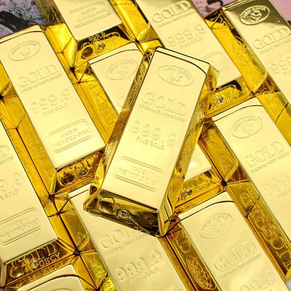 Hb219 Creative Brick Gold Bar Direct Injection Metal Windproof Gas Unfilled Cigarette Lighter Wholesale W260202