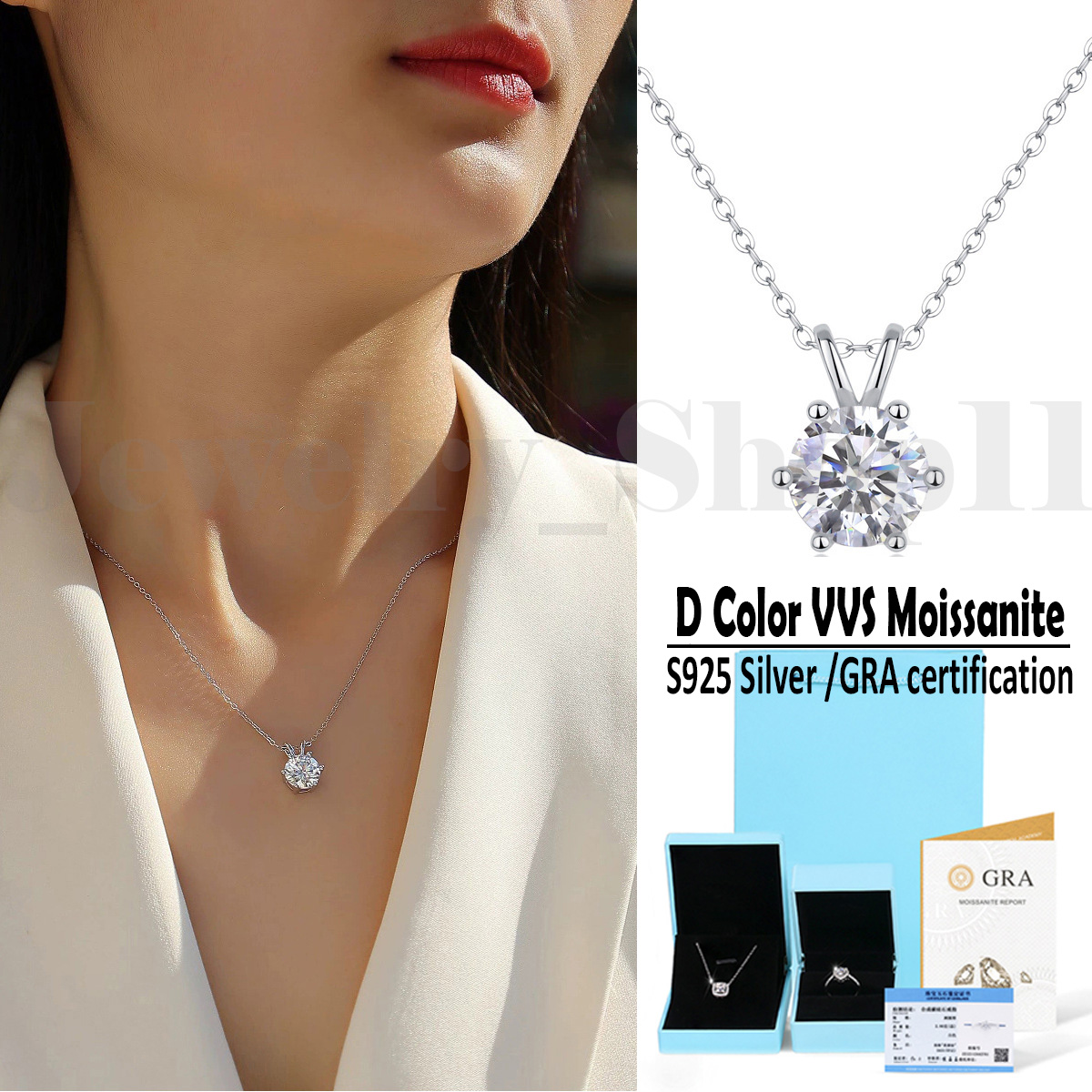 moissanite necklace women's diamond necklace passed GRA Diamond test sier gold engagement necklace moissanite women's chain gift Gift box and certificate