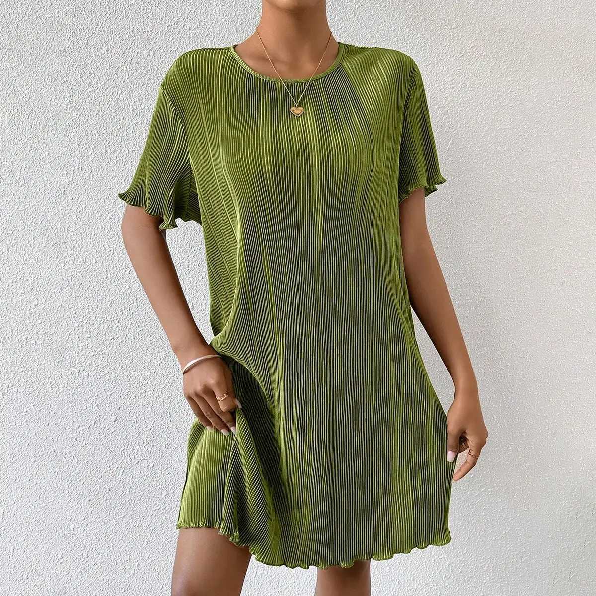 Basic Casual Dresses 2024 womens dressWomens Long Dress Women s Dress Wig Waist Belt Casual Wear and comfortable version daily commuting sea Y240515