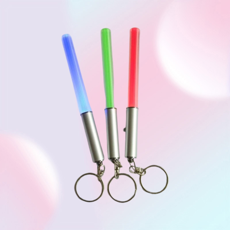 Party Supplies LED Flashlight Stick Keychain Mini Torch Aluminum Keychains Key Ring Durable Glow Pen Magic Wand Stick Lightsaber L8590484