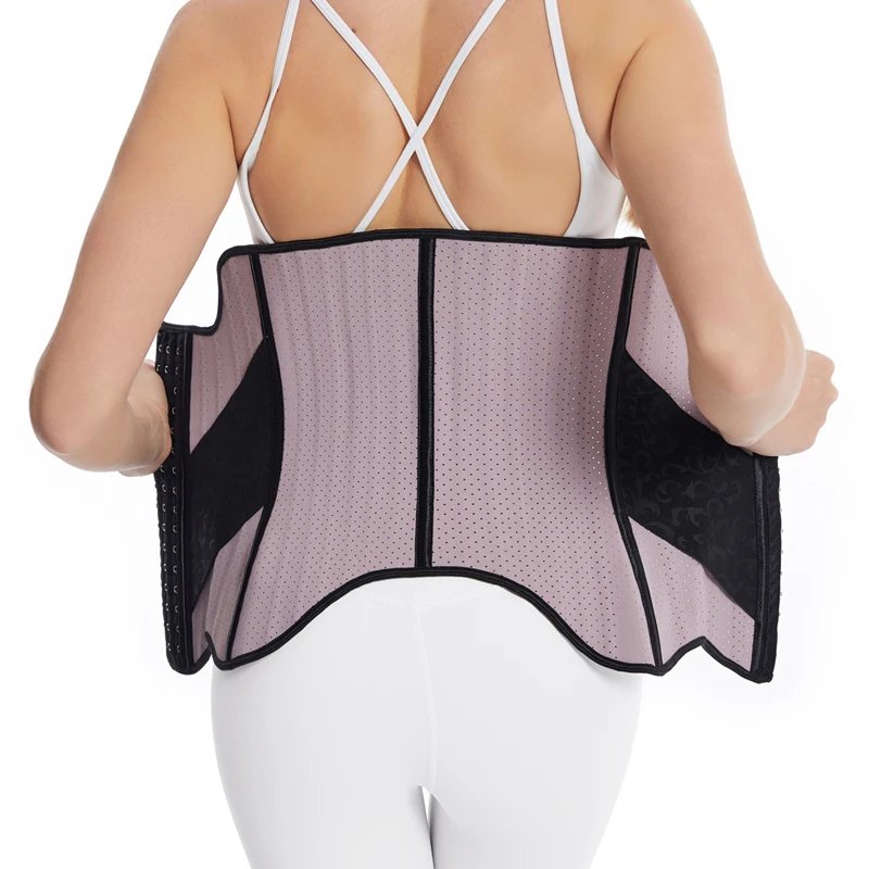 25 Steel Boned Shaping Latex Waist Trainer Corset Underbust Waist Cincher Workout Shapewear 3 Rows Hooks Body Shaper Slimming Underwear Purple Beige