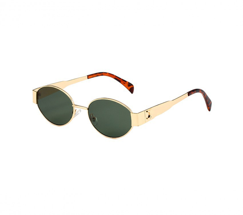 Womens Oval Frame Sunglasses mens Metal Mirror Legs Green Lens designer Sunglasses Retro Small Round Frame Sexy Shades Eyewear Goggle Outdoor