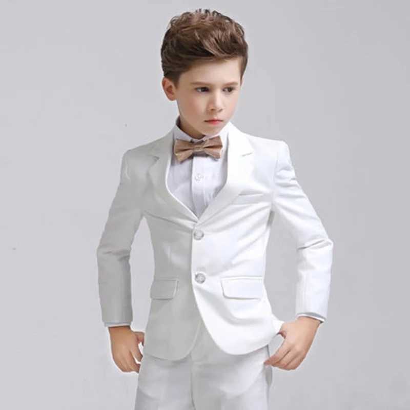 Clothing Sets Childrens boy white jacket vest pants 3-piece set childrens Baptist wedding ball set baby boy elegant dress youth party costume WX