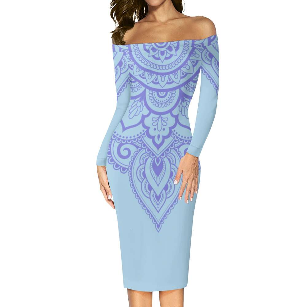 Women's Long Sleeve Off The Shoulder Lady Dress dongdumaoyi P1552051652