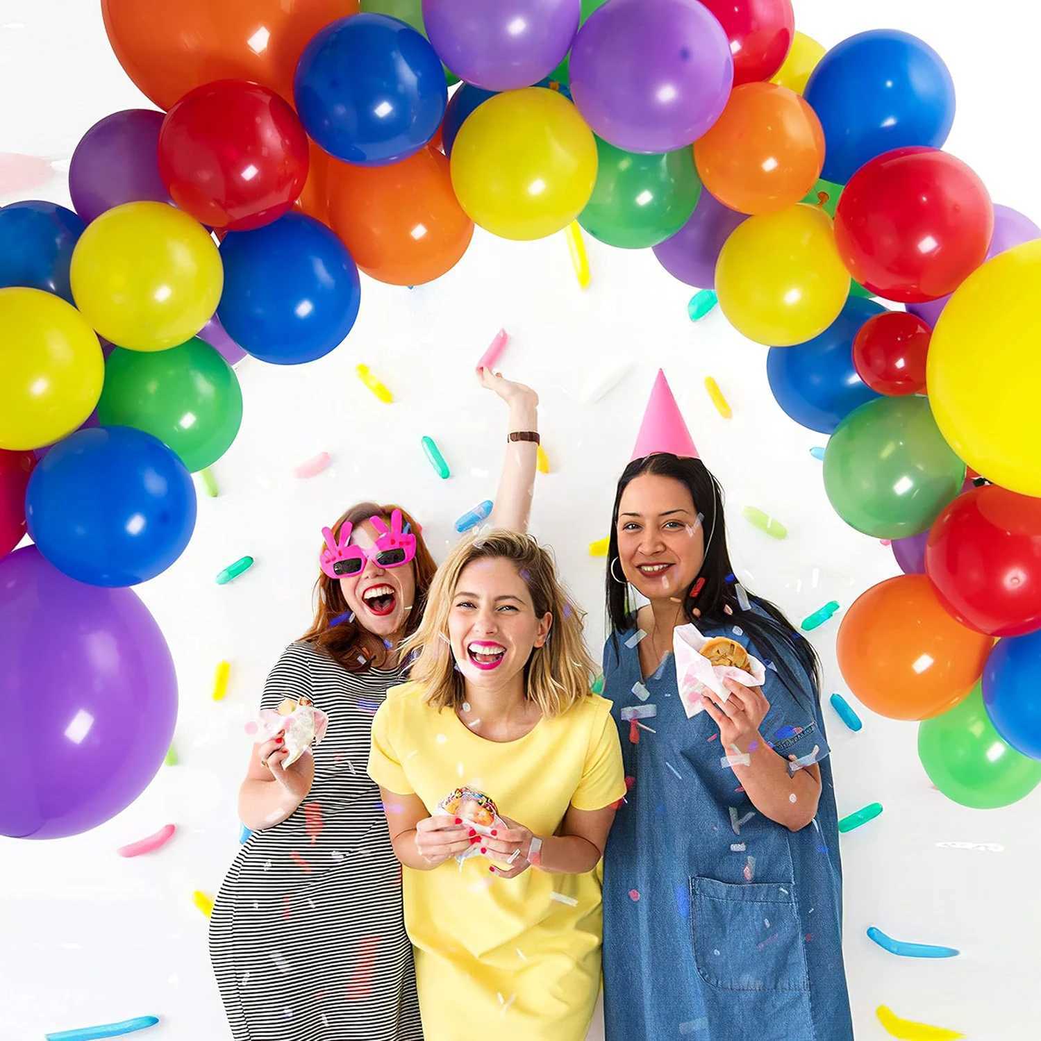 Party Balloons 124pcs Rainbow latex balloon set suitable for decoration and decoration items for Pride Month Easter and birthday parties