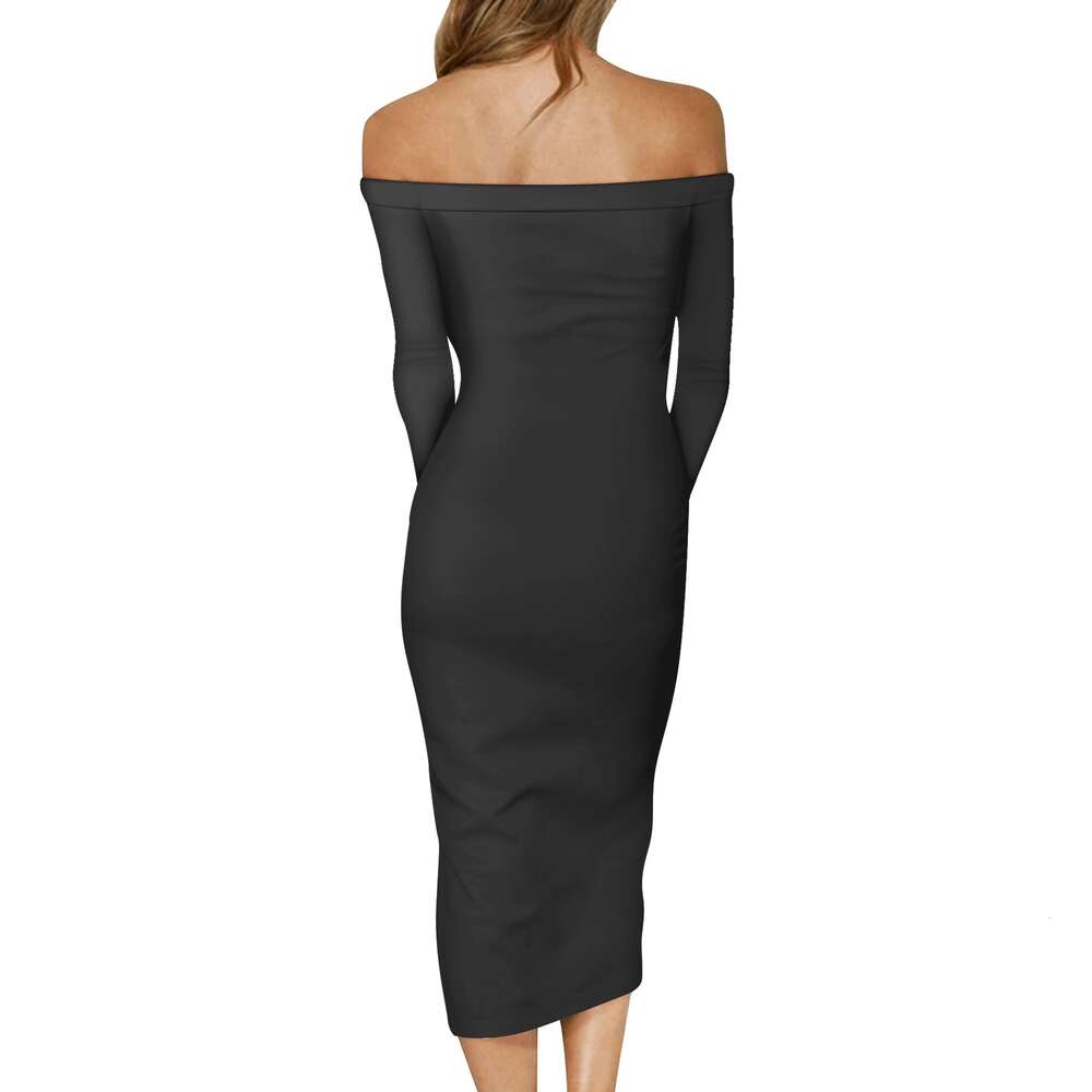 Women's Long Sleeve Off The Shoulder Lady Dress dongdumaoyi P1559851652
