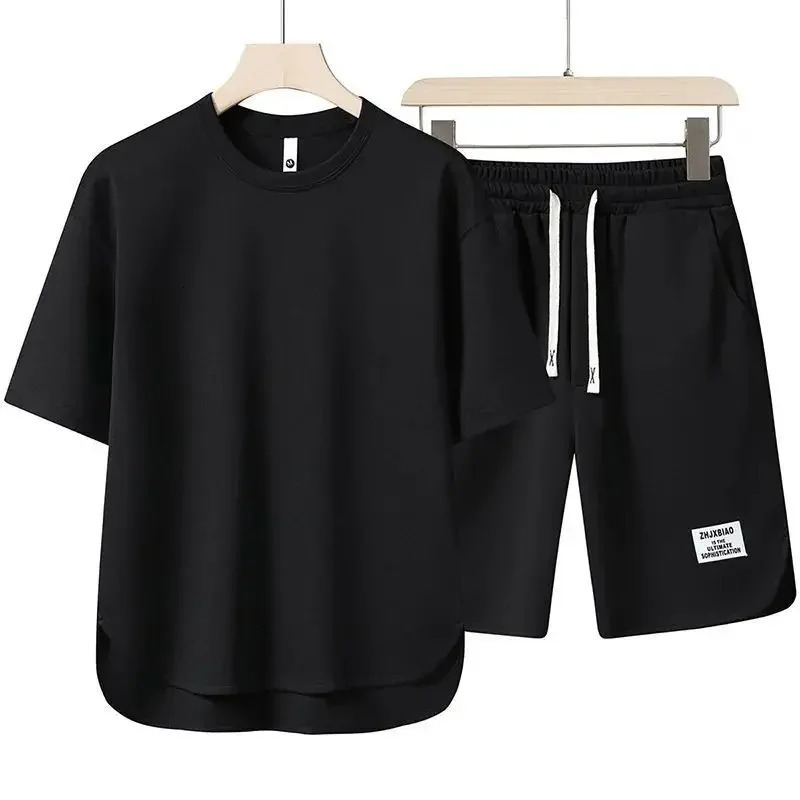 Casual Mens T-shirt Set Sportswear For Male Oversized Clothing Short Sleeve Shorts 2 Piece Suits Mens Beach Shorts Tracksuit 240506
