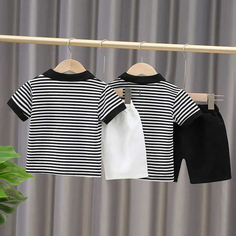 Clothing Sets New Baby Boys Girls Summer Outwear Cotton Strips Sports Suit Infant T Shirt Shorts Children Clothing Tracksuits Sets Outwear H241214