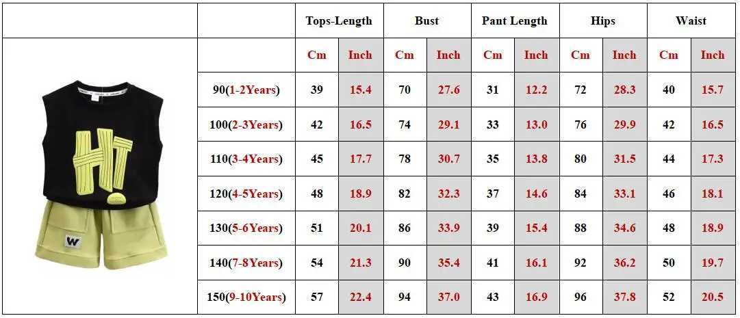 Clothing Sets 2-10Y childrens and boys sportswear summer vest+shorts 2PCS set Hi Letter green childrens track and field clothing childrens set baby A1