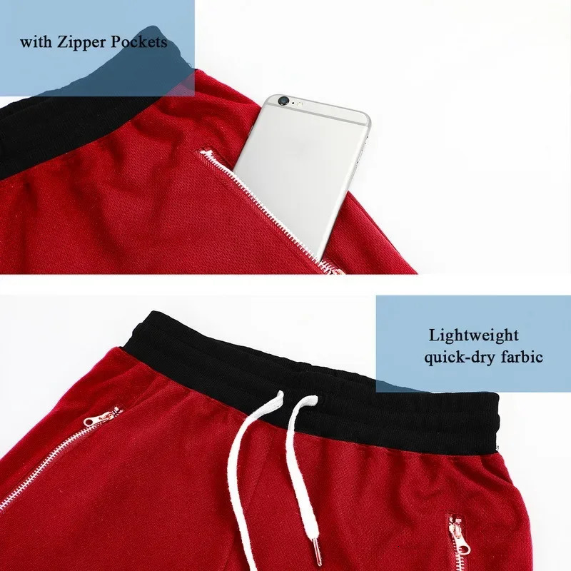 Mens Basketball Shorts Quick Dry Mesh Gym Fitness Male Sport Short Pants with Zipper Pockets Summer Multi-color S~5xl 240513