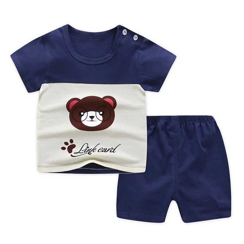 Clothing Sets Summer Baby Cartoon Full Print TShirt Shorts Suit Casual Short Sleeve Tops Two Piece Boys And Girls Thin Loose Sets Outer Wear H241214