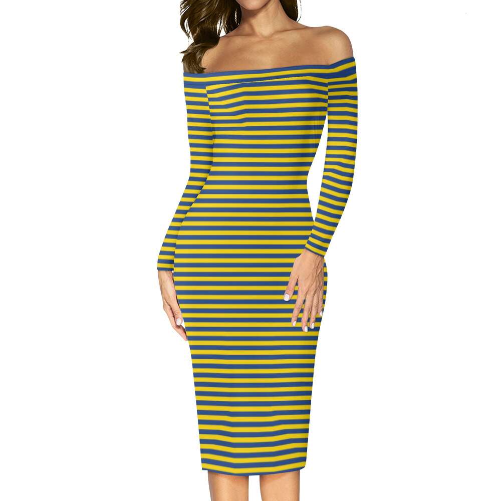 Women's Long Sleeve Off The Shoulder Lady Dress dongdumaoyi P1552951652