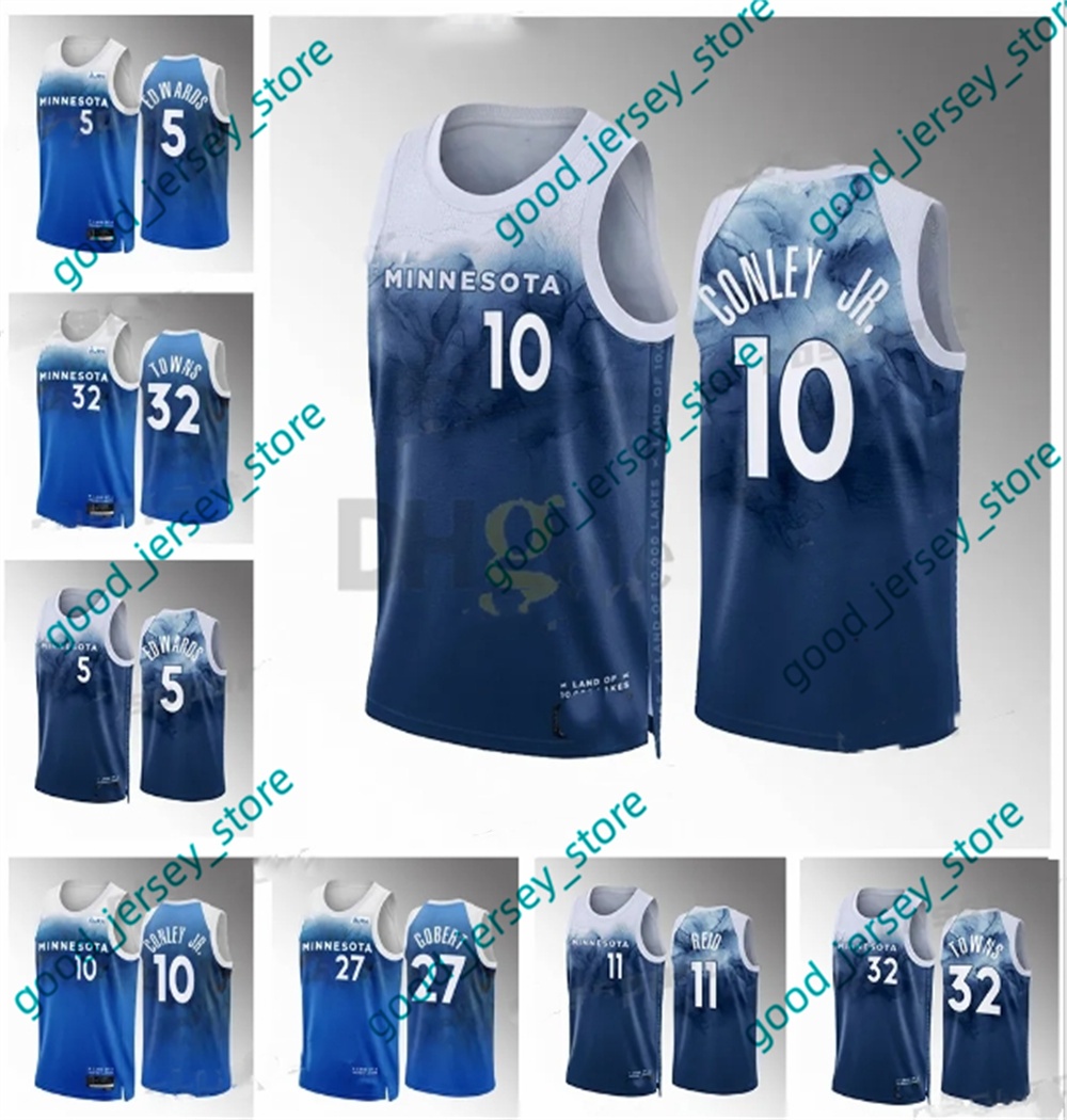 Kids 5 Anthony Edwards MIN Minnesotas 2023-24 City Edition Timberwolve Jersey Mens Youth D'Angelo Russell Rudy 27 Gobert Mike 10 Conley Jr. 8 Minott Karl-Anthony 2024