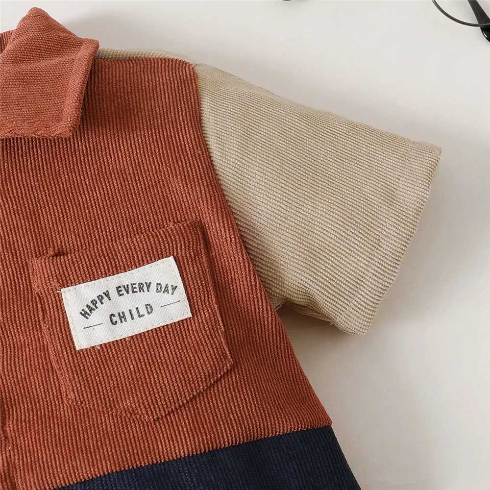 Clothing Sets 2-piece color blocking shirt and solid color shorts set for 1-6 year old children and boys cool and perfect for daily summer clothing fo