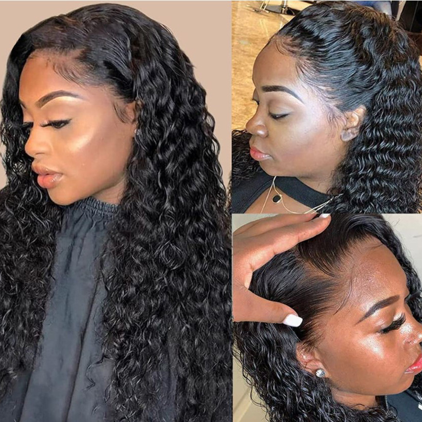 Kinky Curly 13X4 Lace Front Wigs Brazilian Human Hair Wig Long Deep Wave Water Wave Lace