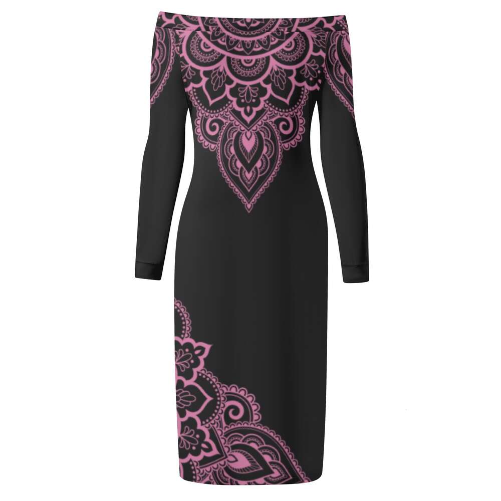 Women's Long Sleeve Off The Shoulder Lady Dress dongdumaoyi P1551151652