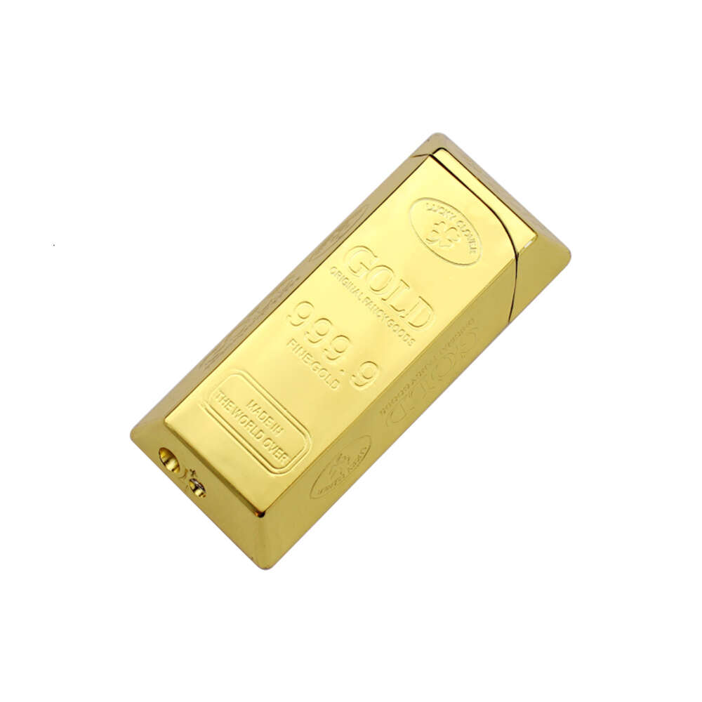 Hb219 Creative Brick Gold Bar Direct Injection Metal Windproof Gas Unfilled Cigarette Lighter Wholesale W260202