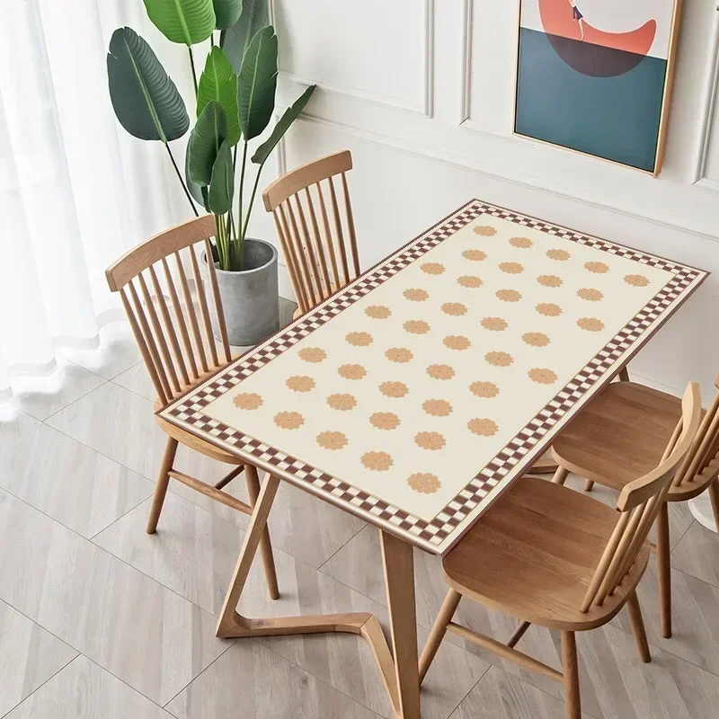 Table Cushion New Retro Print Tablecloth Waterproof PVC Table Cushion Hot Dining Table Cloth Waterproof 5AM401