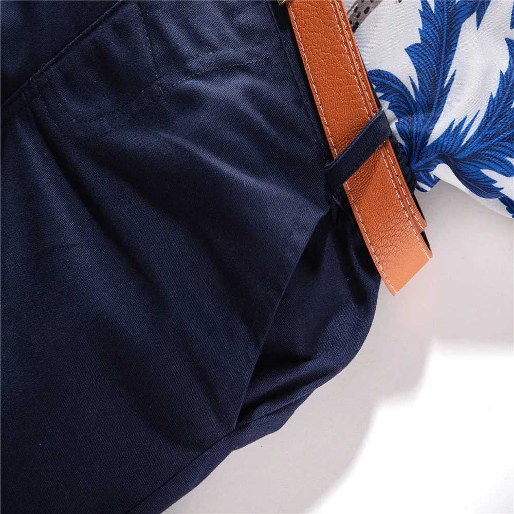 Clothing Sets Lioraitiin 3Pcs 1-6Y Baby Boys Summer Set Hawaiian Short Sleeve Button Up Shirt+Shorts+Belt Casual Set WX