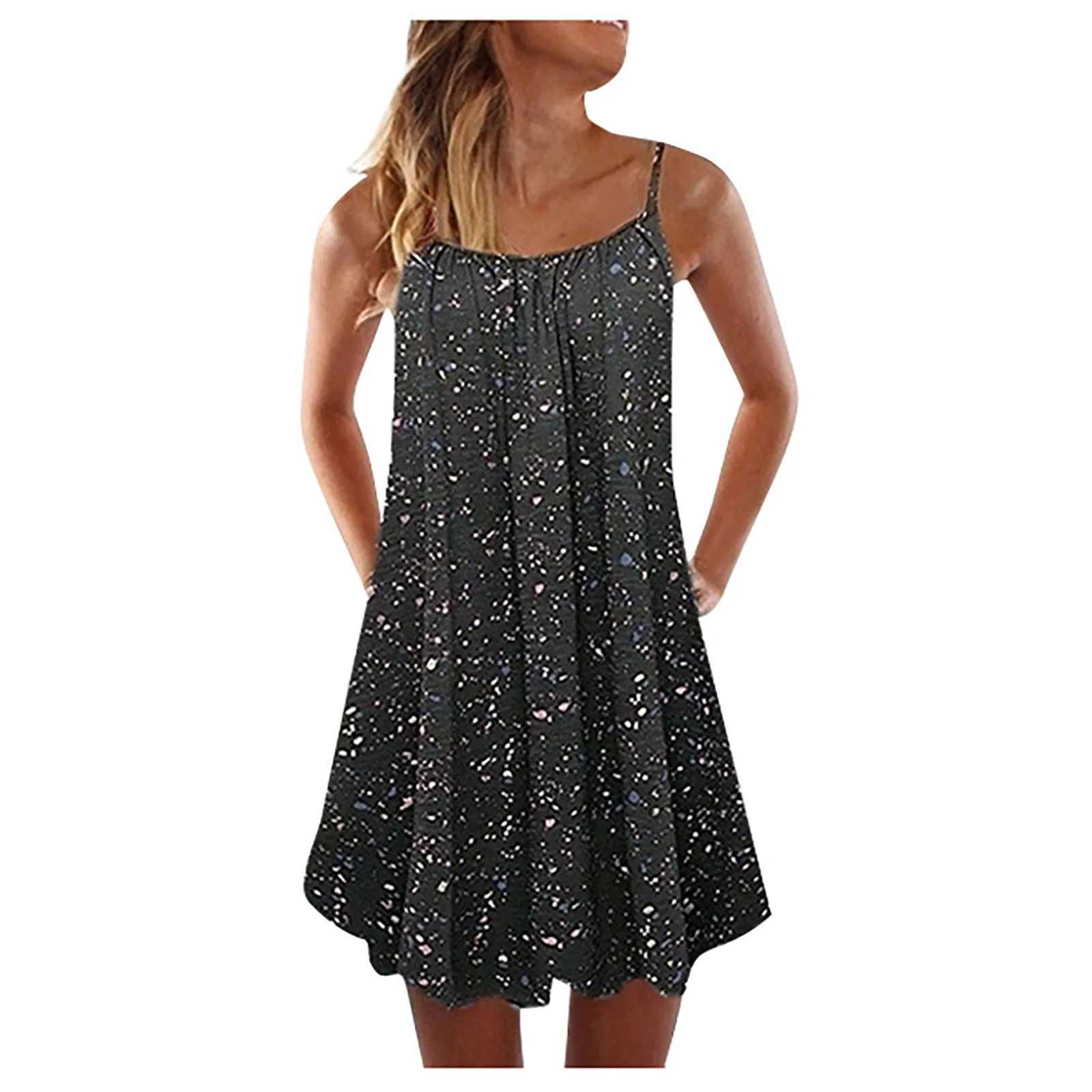 Basic Casual Dresses Womens Dress Fashion Summer Vest Slveless Bohemian Print Loose Tank Large Dress Casual Cocktail Dresses Y240515