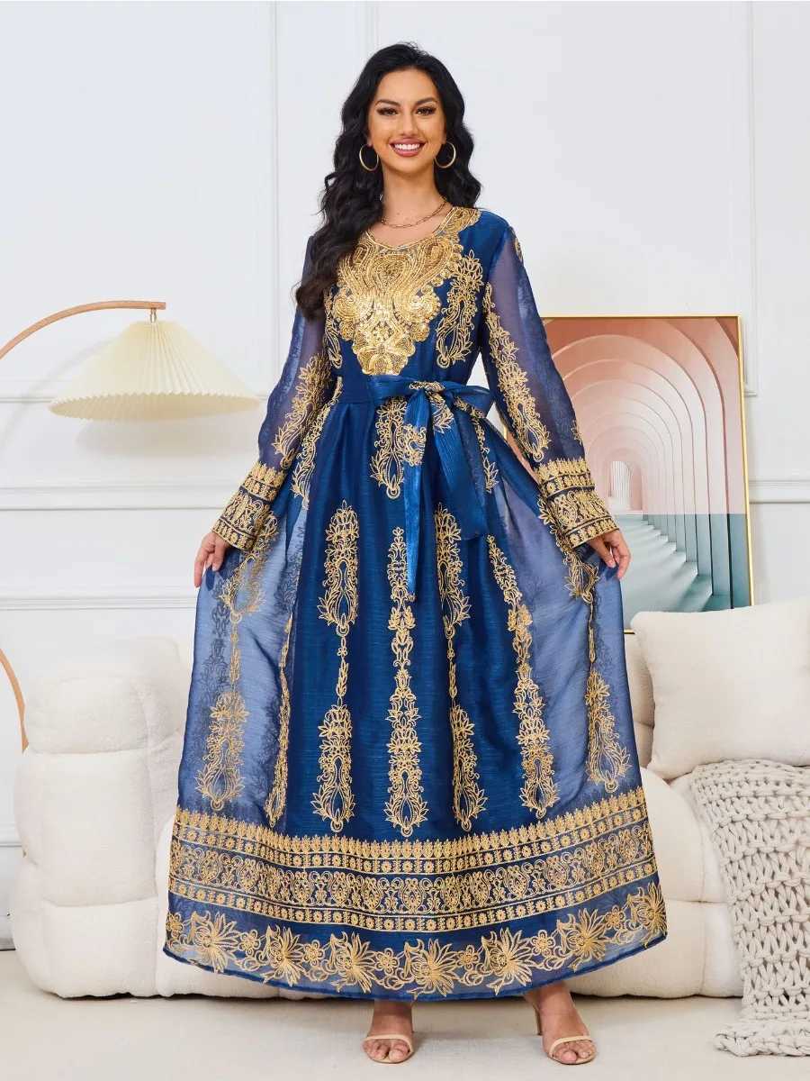 Ethnic Clothing Eid Embroidery Arab Muslim Party Dress for Women Abaya Jalabiya Long Dresses Morocco Kaftan Vestidos Dubai Ramadan Gown Robe