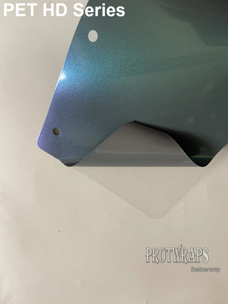 HD Indigo Blue Purple Chameleon Flip Gloss Vinyl Wrap Covering Film With Air Release Initial Low Tack Glue Self Adhesive Foil 1.52x18m 5X59ft With PET