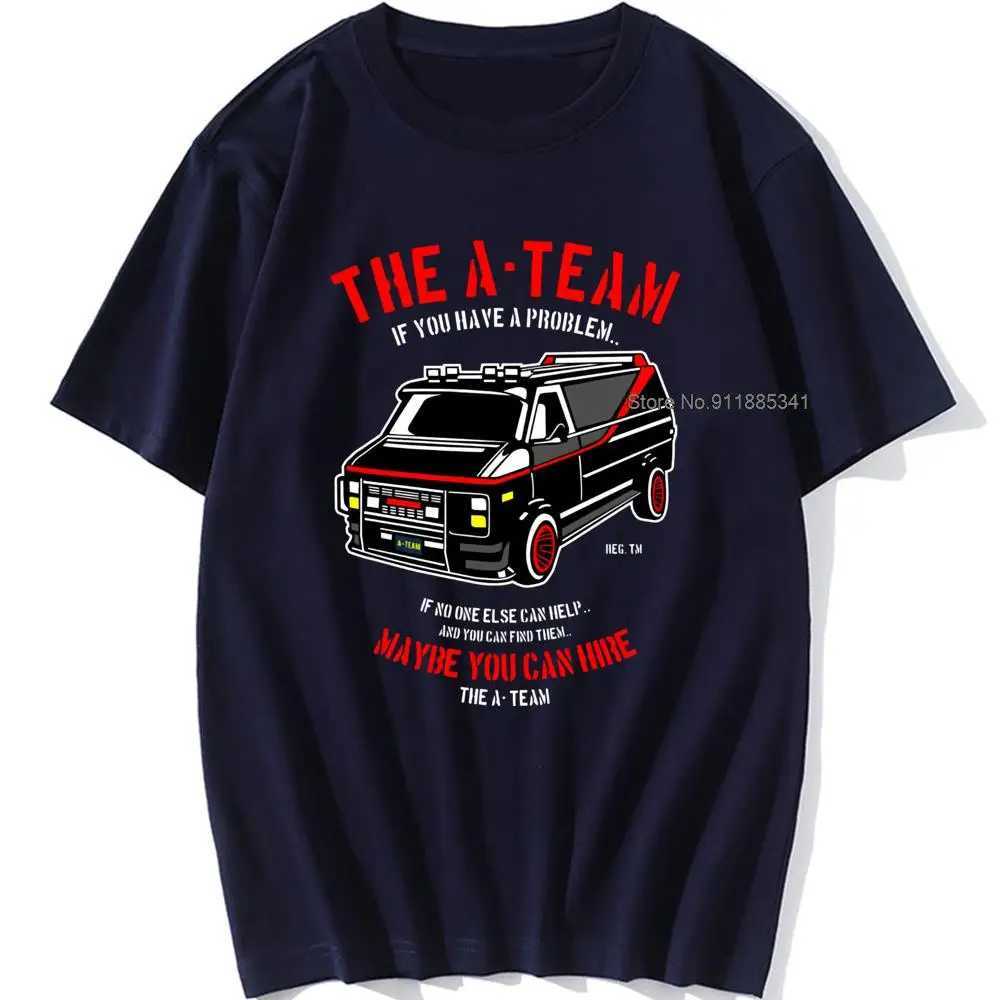 Men's T-Shirts THE New A-TEAM T-SHIRT Mens Van Funny 80s TV Program Show Cotton Mr-T Unisex Oversized 100% Cotton Top T240515